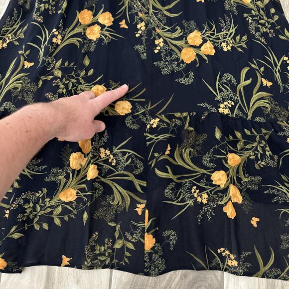 Reformation Navy Floral Tie Straps Fit Flare Nikita Midi Dress Sz 8 Viscose - Picture 13 of 14